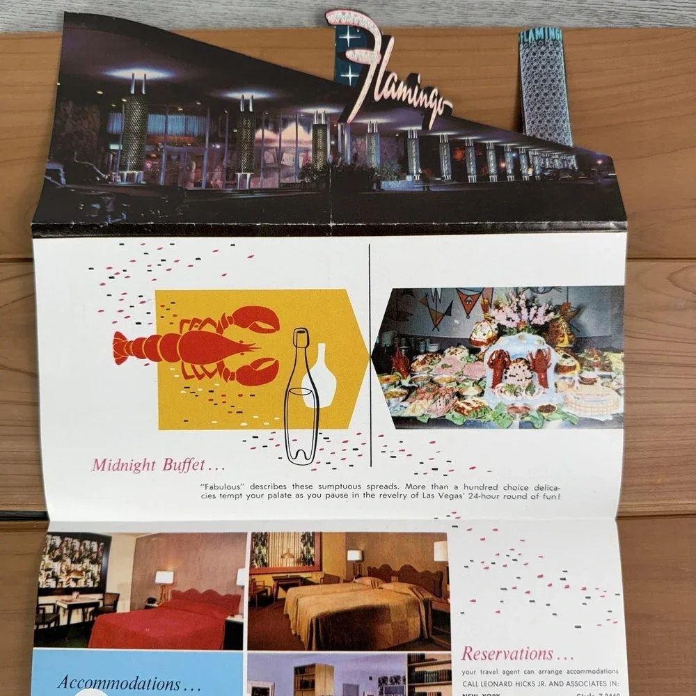 Vintage Flamingo Hotel Las Vegas Travel Brochure Fold Out Casino Nevada USA